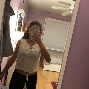 Kendall and kylie white crop top blouse